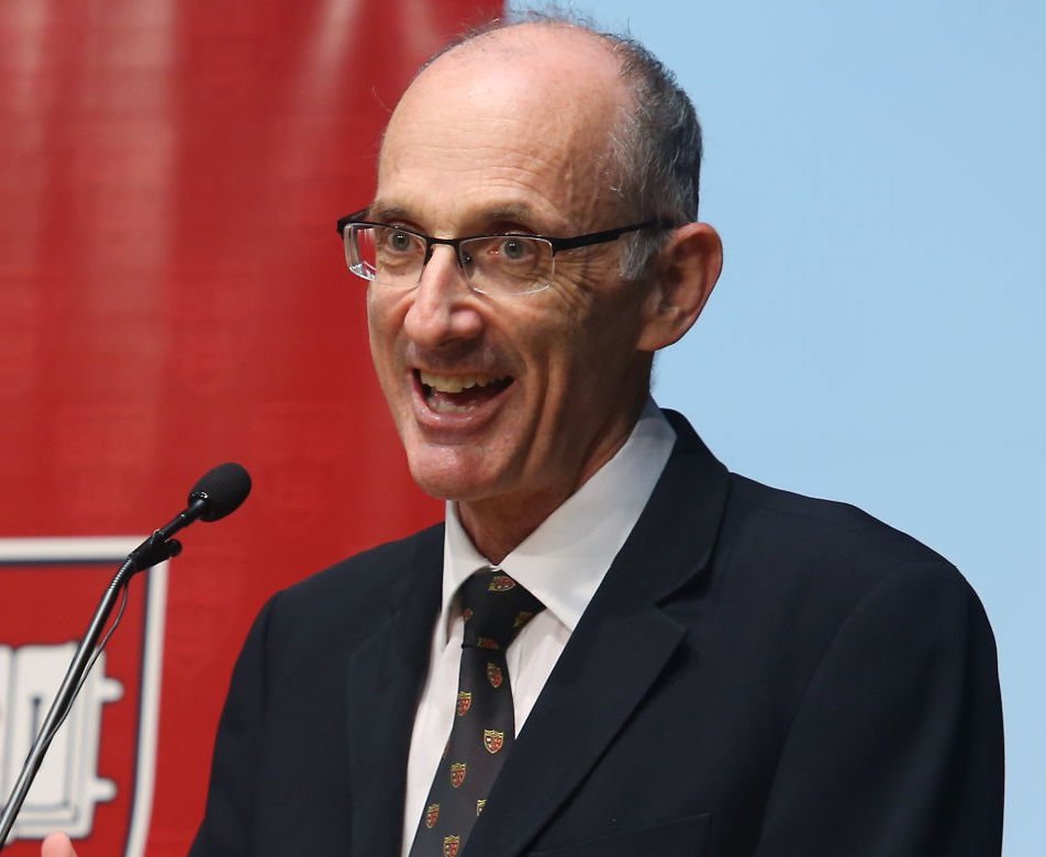 Principal of La Salle College Rev. Brother Steve Hogan speaks at Harvard Book Prize & Scholarship 2016 at La Salle College in Kowloon Tong. 27MAY16 SCMP/Edmond So (Photo by Edmond So/South China Morning Post via Getty Images)